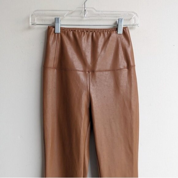 Aritzia Wilfred Faux Leather Daria Flare Pant - Cognac Tan/brown colour - Picture 4 of 9